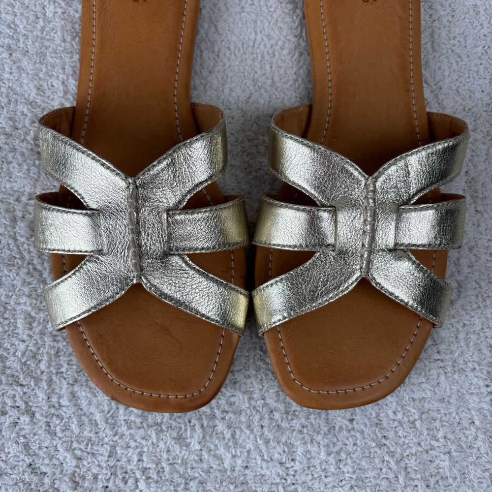 Ugg Sandals Womens 11 Gold Metallic Teague Slip On Slides Slippers Flats - Picture 6 of 15